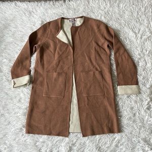 New Oliver Women’s Tan and cream Wool blend open cardigan size Small